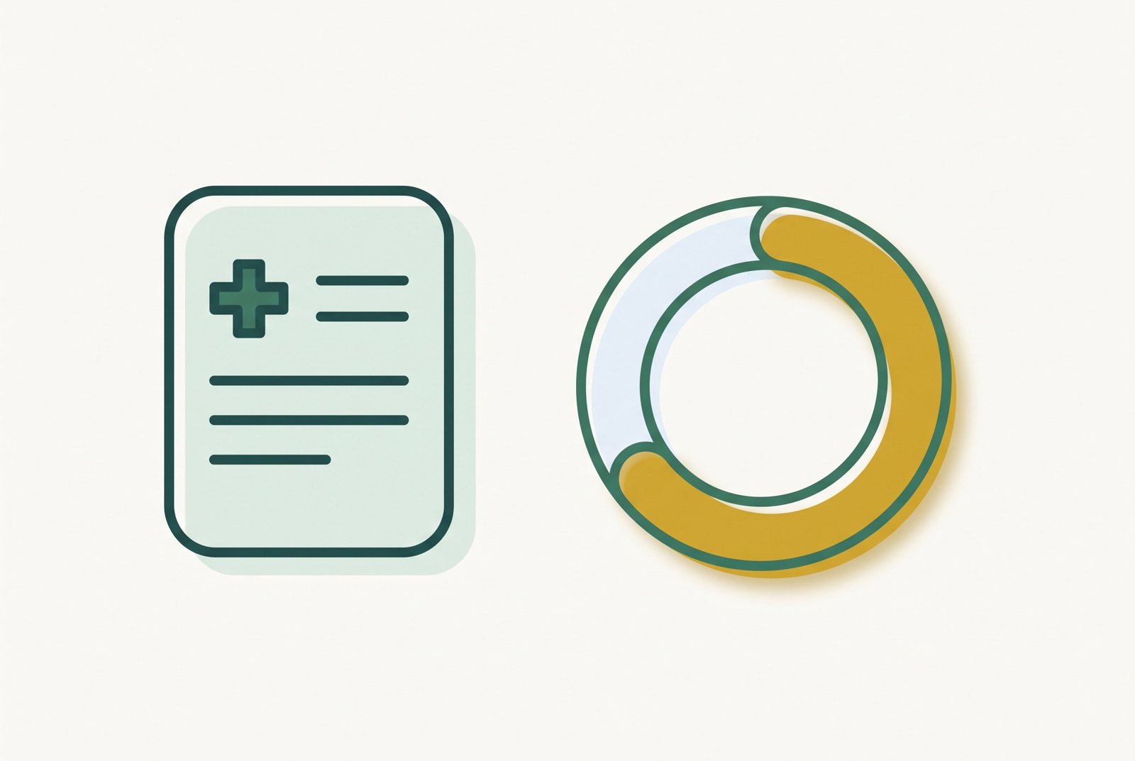 Illustration of a receipt beside a partly filled annual coverage ring