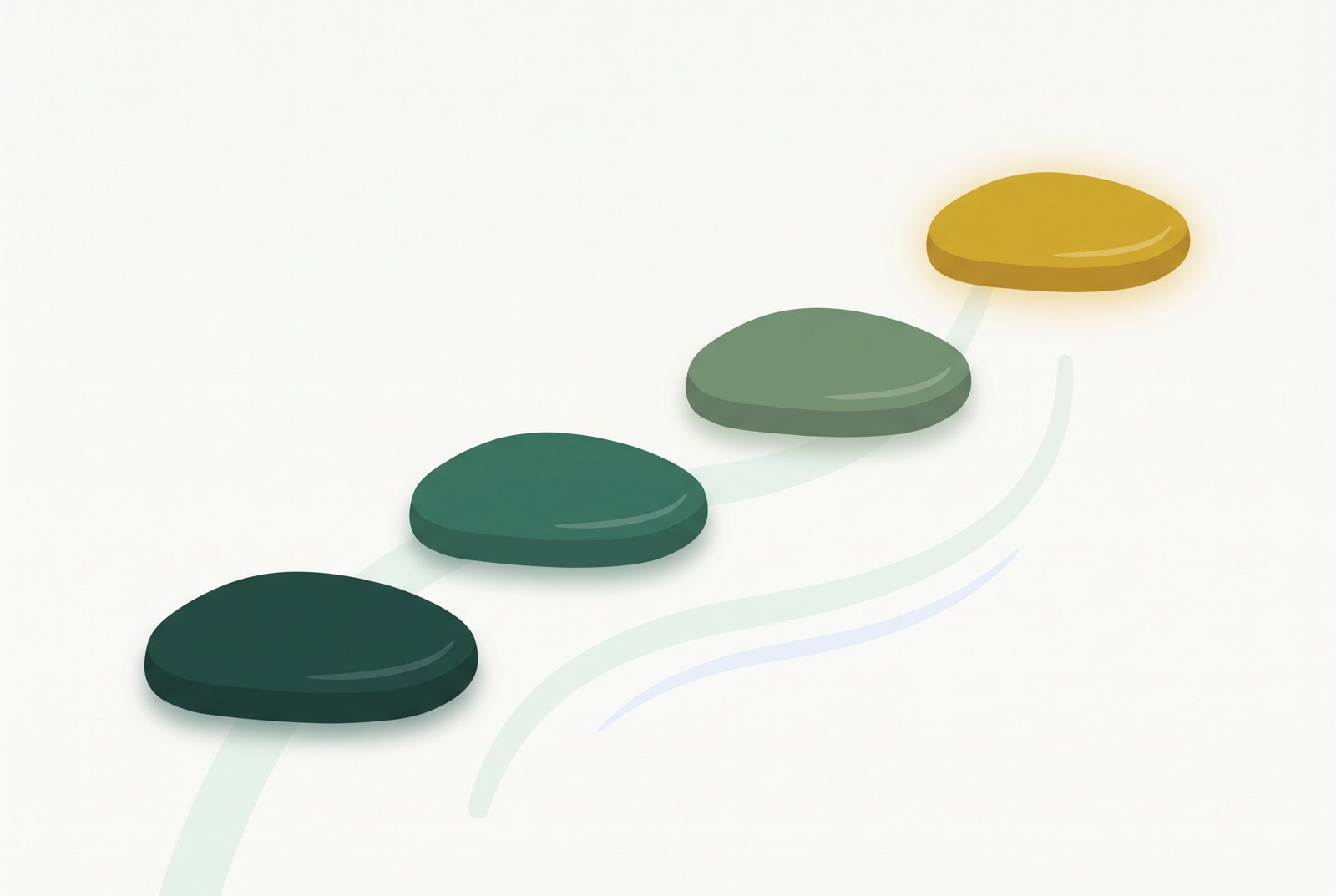 Illustration of a stepped pathway rising toward a final highlighted step