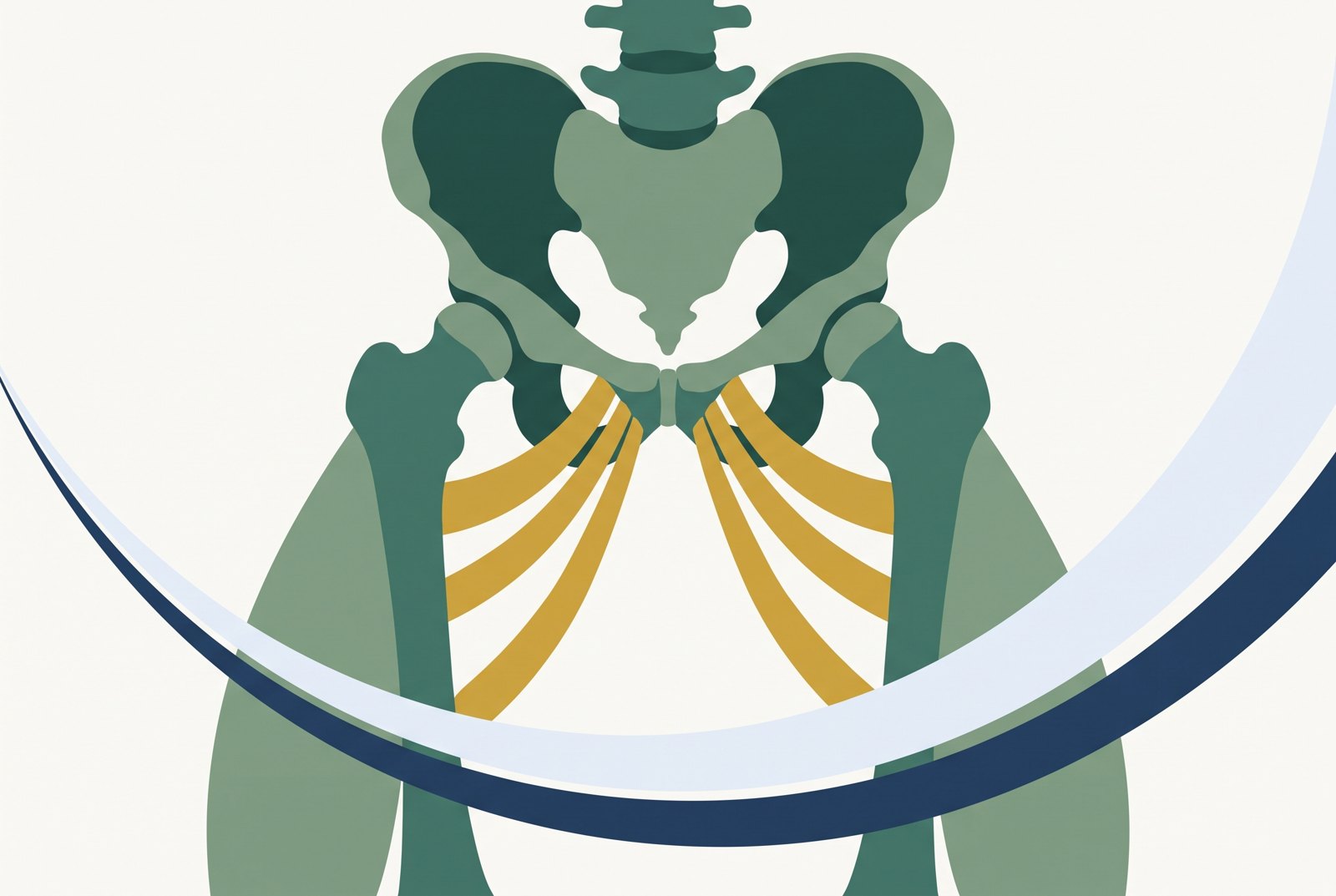 Illustration of the inner-thigh adductor muscles and the wide skating stride
