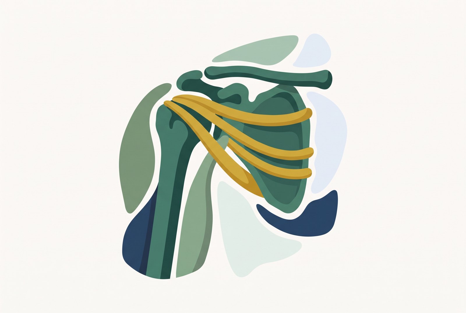 Illustration of the rotator cuff muscles wrapping the shoulder blade and upper arm