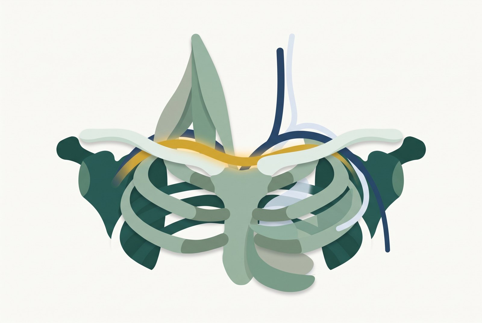 Illustration of the thoracic outlet, the narrow passage between collarbone and first rib